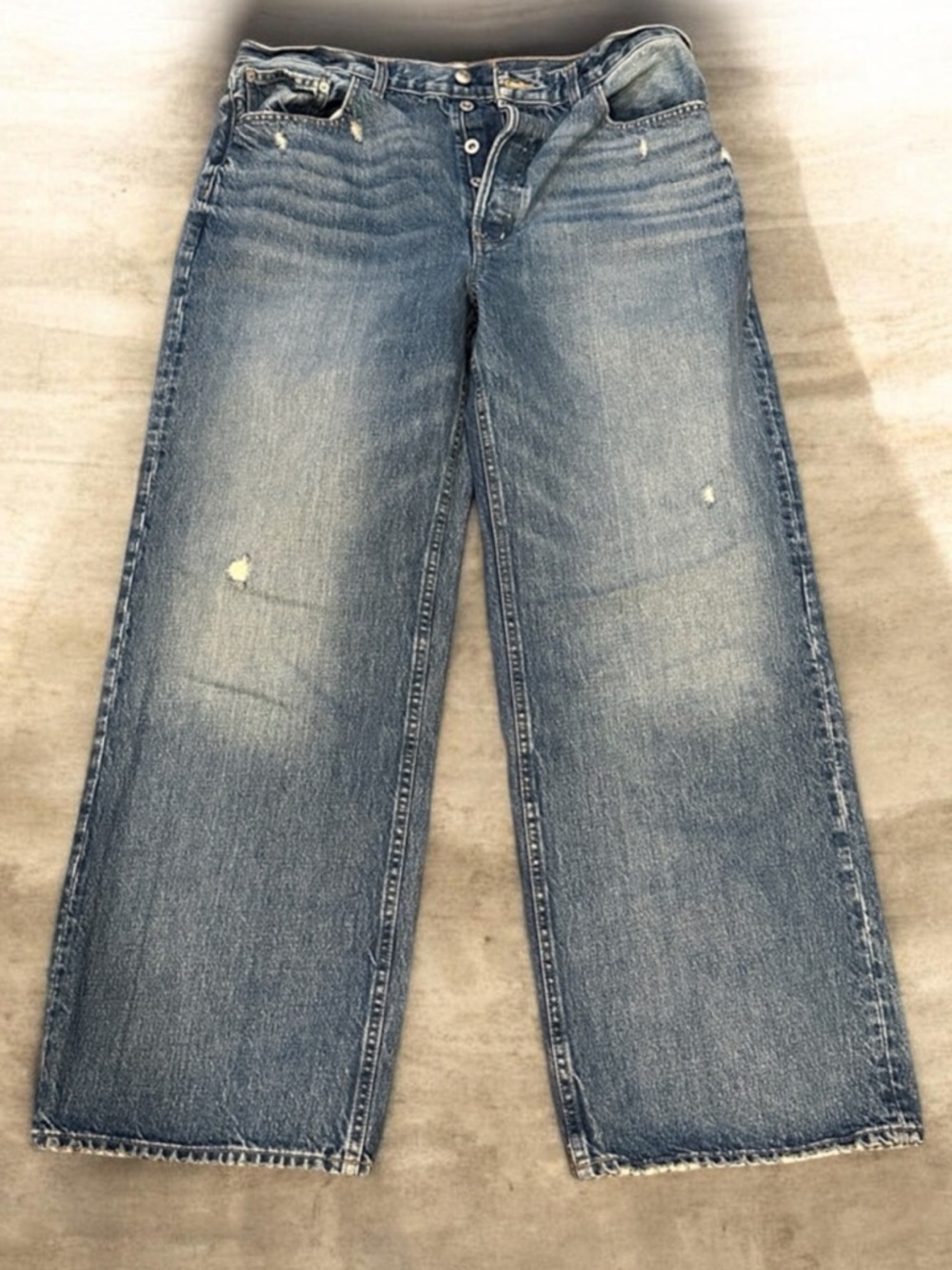 Madewell Blue Low-Slung Baggy Wide-Leg Jeans